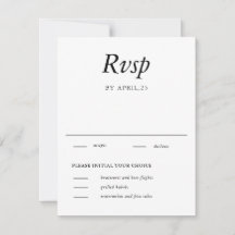 Minimal Elegant White Wedding RSVP Card