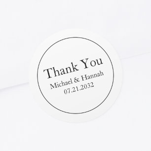 Minimal Elegant White Wedding Thank You Classic Ro Round Sticker