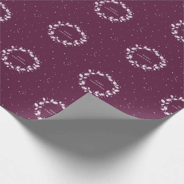 Minimal Elegant Winterberry Christmas Holly Wreath Wrapping Paper (Corner)