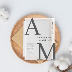 Minimal Elegent Black and white Luxury Wedding Acrylic Invitations