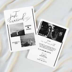 Minimal Elopement Reception Invite Classic White