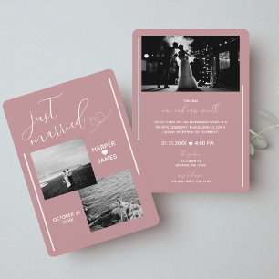 Minimal Elopement Reception Invite Dusty Rose