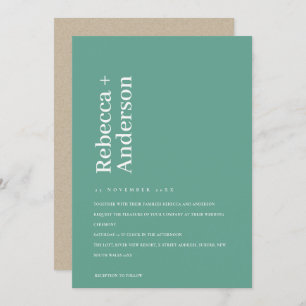 MINIMAL EMERALD GREEN TYPOGRAPHY WEDDING INVITE