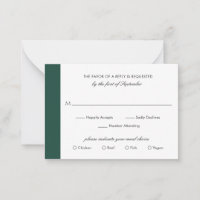 Minimal Emerald Green Wedding Mini RSVP Card