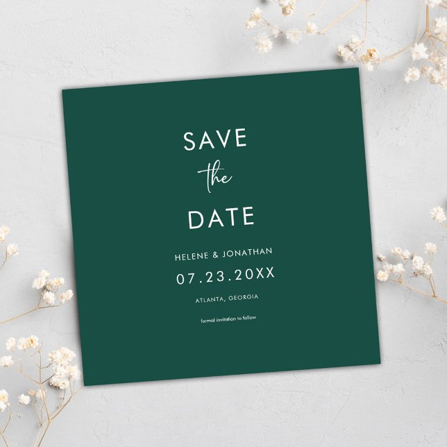 Minimal Emerald Green Wedding Save The Date (Minimal Emerald Green Wedding Save The Date)