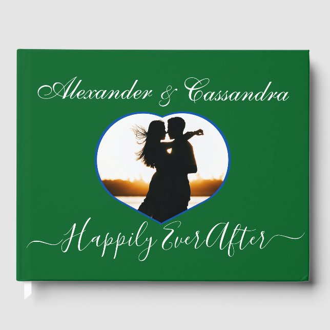 Minimal Emerald Jewel Green Wedding Guest Book (Front)