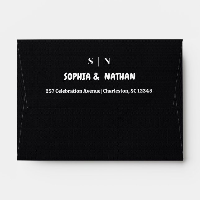 Minimal et chic | Enveloppe Mariage noir (Dos (Haut rabat))