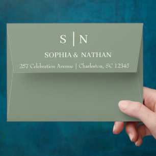 Minimal et chic   Enveloppe Mariage verte Sage