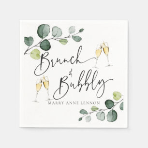 Minimal Eucalyptus Brunch and Bubbly Napkins