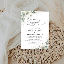 Minimal Eucalyptus Engagement Party Invitation