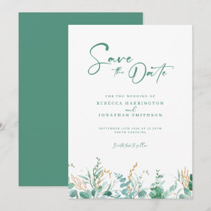 Minimal Eucalyptus Gold Wedding Save The Date