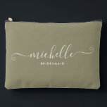 Minimal Eucalyptus Green Personalized Bridesmaid Accessory Pouch<br><div class="desc">Introducing our Chic Minimalist Eucalyptus Green Personalized Bridesmaid Accessory Pouch, a stylish and versatile gift designed to celebrate your bridesmaids in elegance. This accessory pouch is the epitome of modern chic, perfect for any occasion from bridesmaid proposals to bridal showers. Crafted with a minimalist design, this pouch features a Eucalyptus...</div>