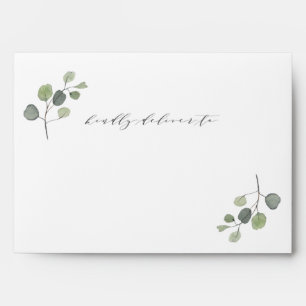 Minimal Eucalyptus Greenery Pre-Addressed Envelope