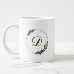Minimal Eucalyptus Illustration Greenery Monogram Large Coffee Mug