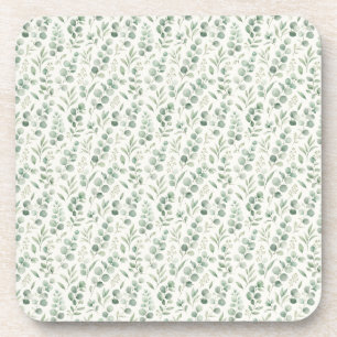 Minimal Eucalyptus Leaves Seamless Pattern Coaster