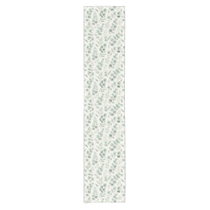 Minimal Eucalyptus Leaves Seamless Pattern Short Table Runner