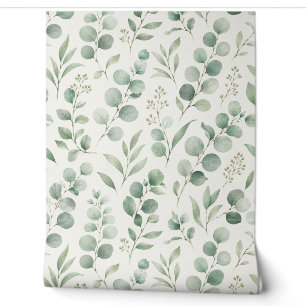 Minimal Eucalyptus Leaves Seamless Pattern Wallpaper