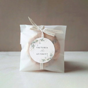 Minimal Eucalyptus Wedding Classic Round Sticker