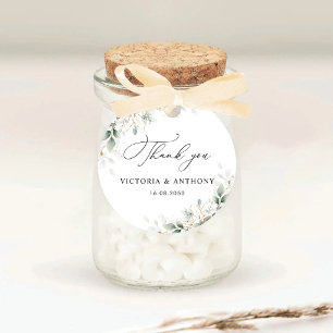 Minimal Eucalyptus Wedding Classic Round Sticker