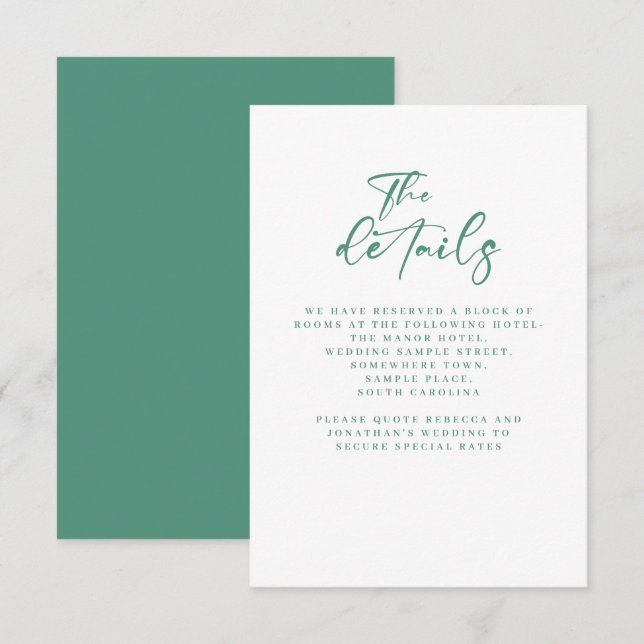 Minimal Eucalyptus Wedding Details Enclosure Card (Front/Back)