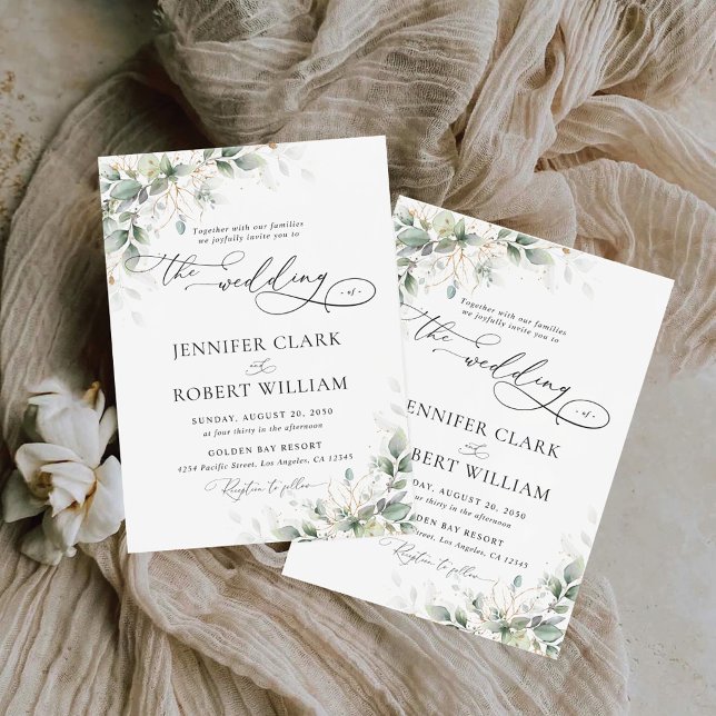 Minimal Eucalyptus Wedding Invitation (Creator Uploaded)