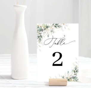 Minimal Eucalyptus Wedding Table Numbers