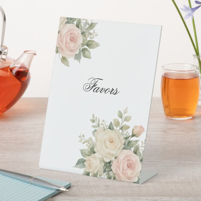 Minimal Eucalyptus Wedding Tabletop Sign (In SItu)