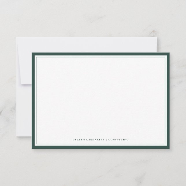 Minimal Evergreen Flat Note Card (Front)