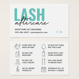 Minimal Eyelash Extensions Lash Aftercare Card