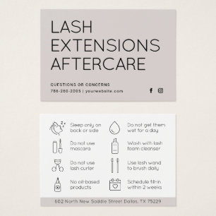 Minimal Eyelash Extensions Lash Aftercare Card