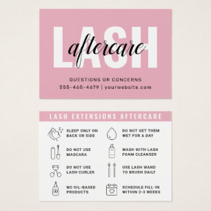 Minimal Eyelash Extensions Lash Aftercare Card