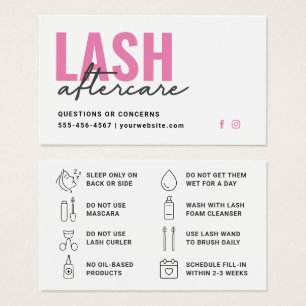 Minimal Eyelash Extensions Lash Aftercare Card