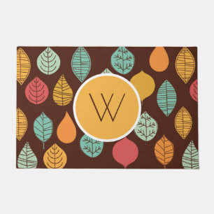 Minimal Fall Colored Leaves Doormat