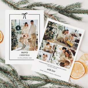 Minimal Family Photo Christmas Card with Bow