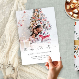 Minimal Family Photo Overlay Merry Christmas Holiday Card