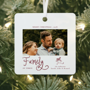 Minimal Family Photo Whimsical Merry Christmas Metal Ornament