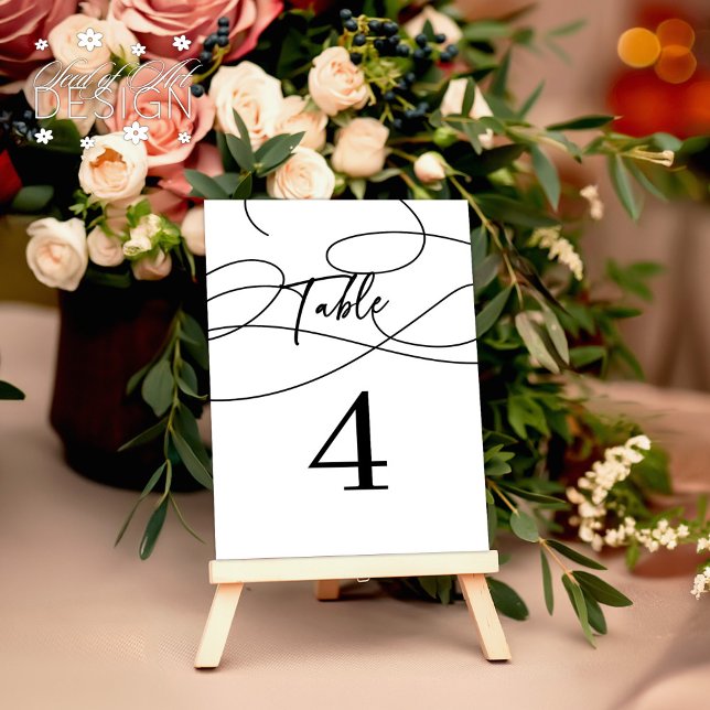 Minimal Fancy Script "Table" Calligraphy Wedding Table Number (Creator Uploaded)