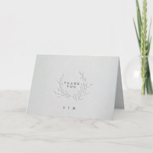 Minimal Faux Blind Deboss Cotton Wedding Folded  Thank You Card