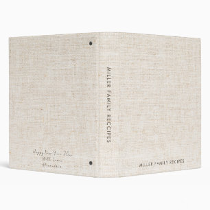 Minimal Faux-Canvas Print Family Recipe New Year M Binder