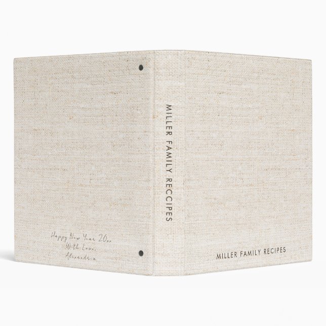 Minimal Faux-Canvas Print Family Recipe New Year M Binder (Background)