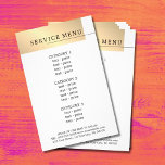 Minimal Faux Gold White Black Line Menu<br><div class="desc">Elegant fully customizable service menu template design for beauty/hair related professionals. Simple elegant design with faux gold stripe,  black line and white background. Clean elegant design. If you need any help to customize this product,  please contact us.</div>