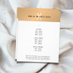 Minimal Faux Gold White Scissor Hairstylist Menu<br><div class="desc">Elegant menu brochure template design for beauty/hair related professionals. Simple elegant design with faux gold stripe/ white scissors icon white background. Clean elegant design. If you need any help to customize this product,  please contact us.</div>