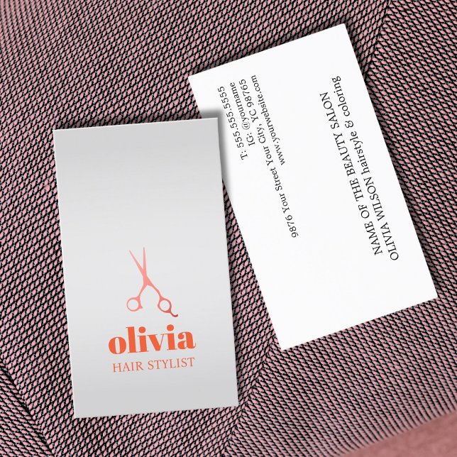 Minimal Faux Silver Pastel Bold Hair Salon Business Card (Creator Uploaded)