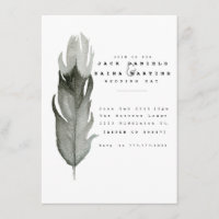 Minimal Feather Watercolor Wedding Invite