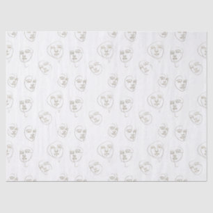 Minimal Female Face Line Pattern (1) Tissue Paper