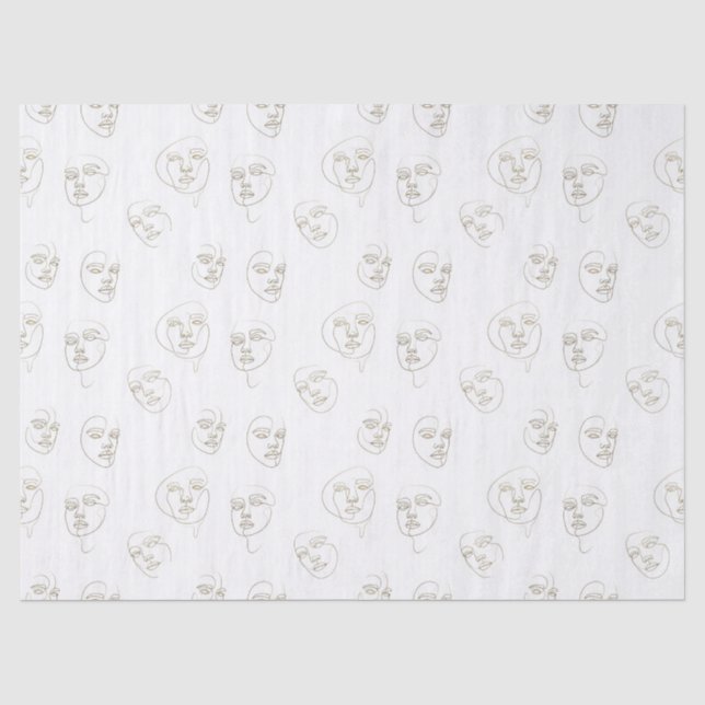 Minimal Female Face Line Pattern (1) Tissue Paper (Front)