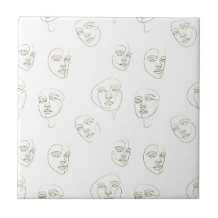 Minimal Female Face Line Pattern (2) Tile