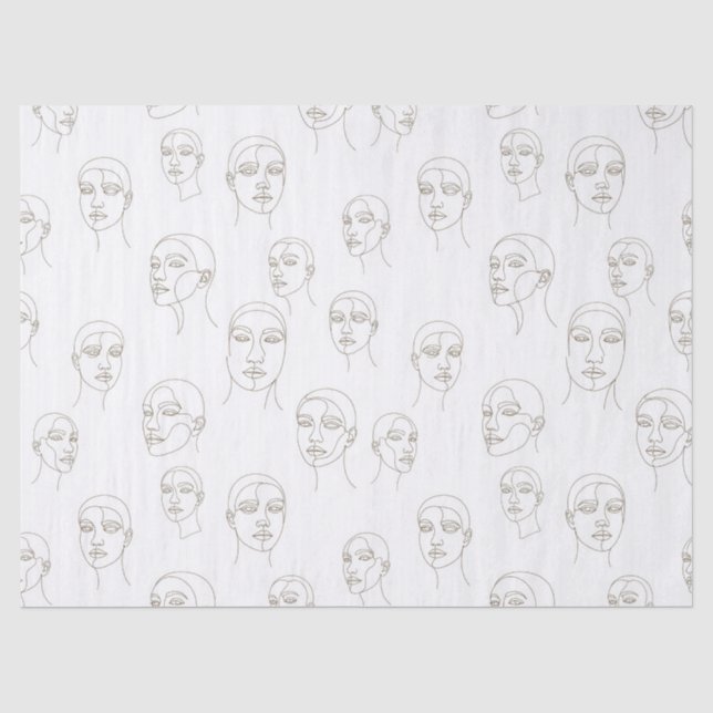 Minimal Female Face Line Pattern (3) Tissue Paper (Front)