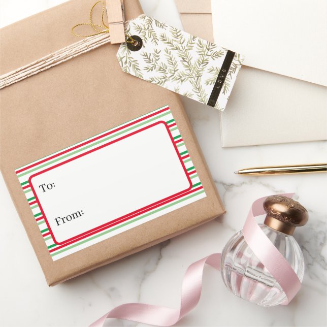 Minimal Festive Holiday Stripes Label Gift Sticker (Gifting)