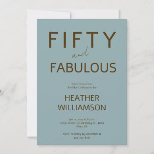 Minimal Fifty and Fabulous 50th Birthday  Invitation